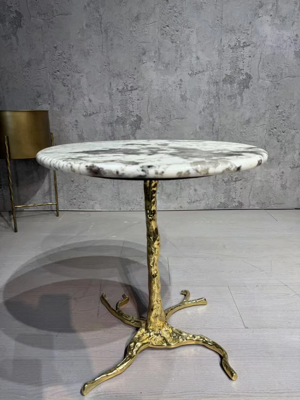 Bronze Branch Marble Side Table