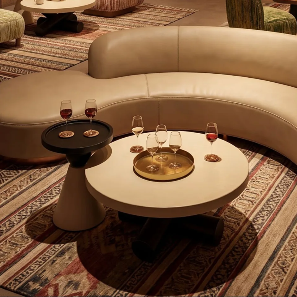 Cream Drum Crossbar Coffee Table