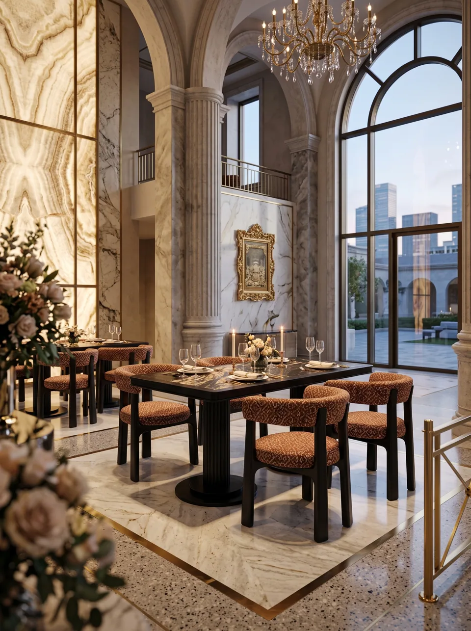Grand Salon Black Marble Dining Set view 2