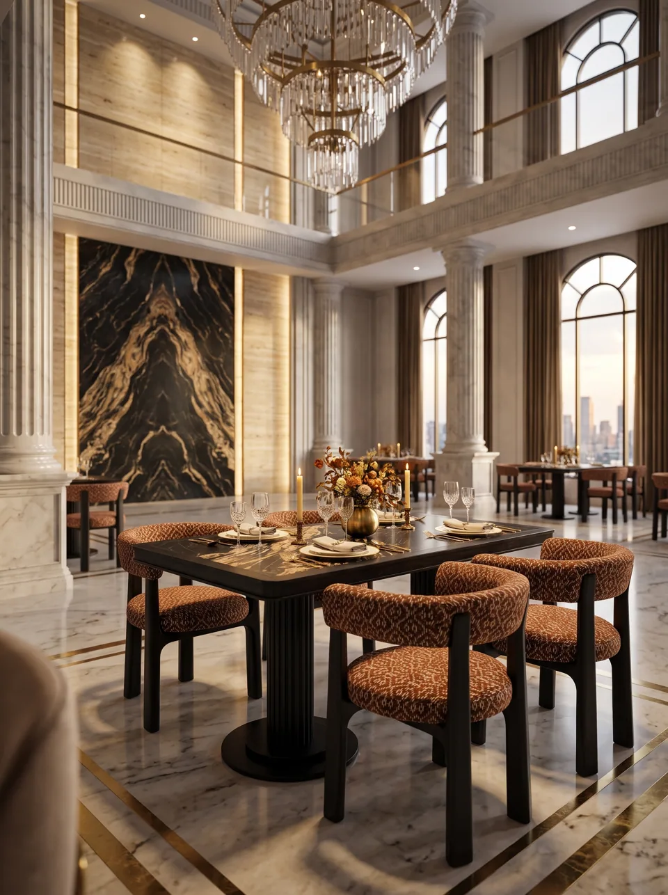 Grand Salon Black Marble Dining Set view 3