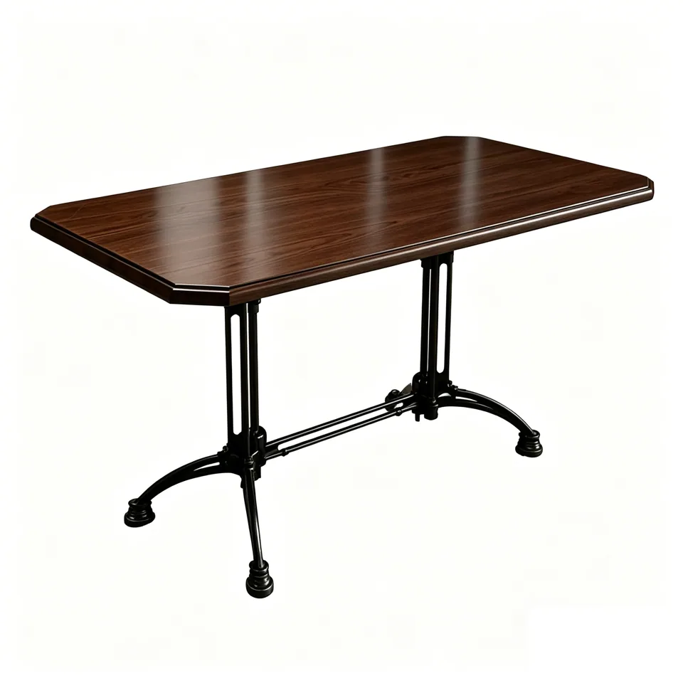 Parisian Twin-Trestle Walnut Table