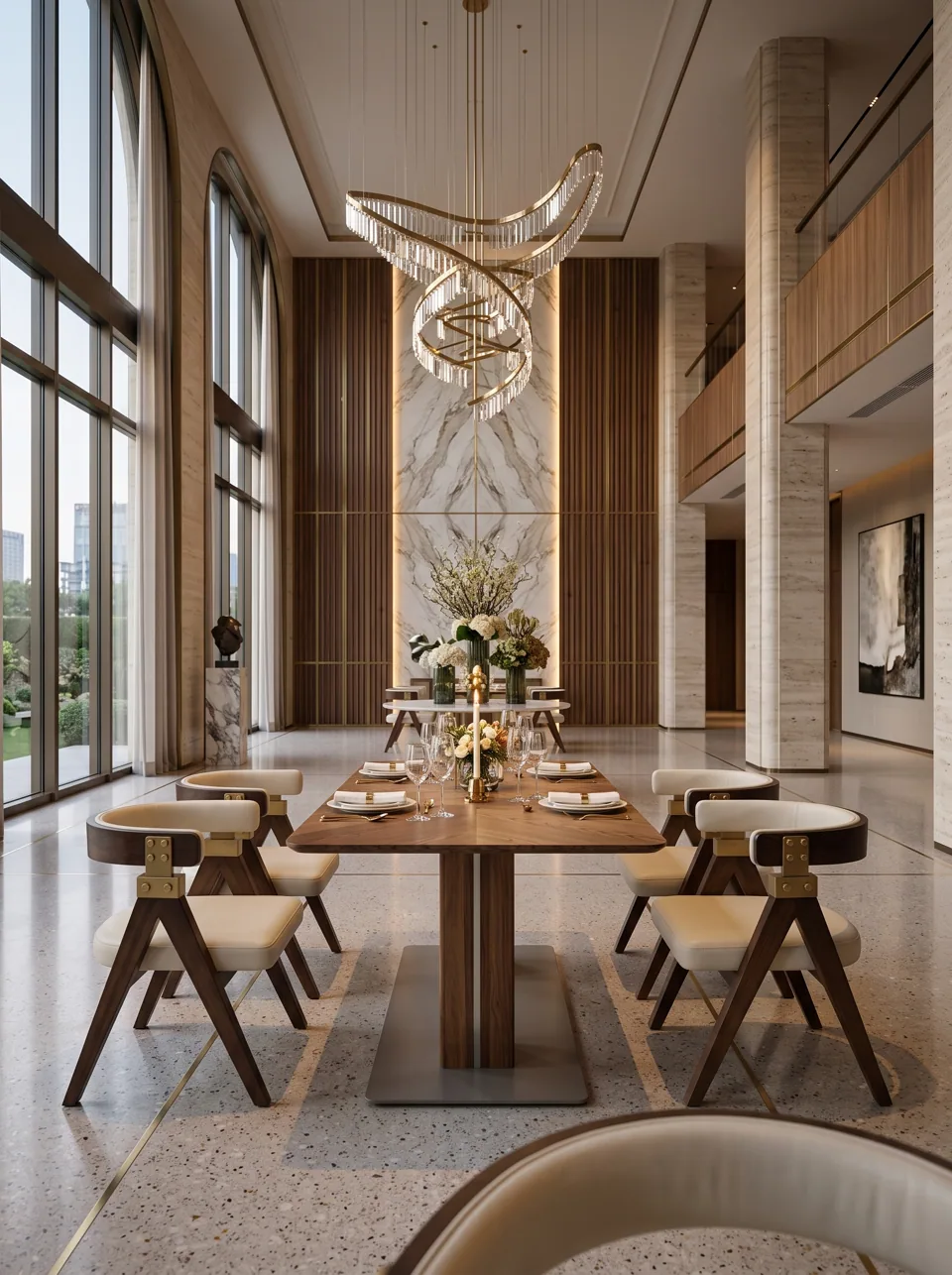 Walnut A-Frame Hotel Dining Set