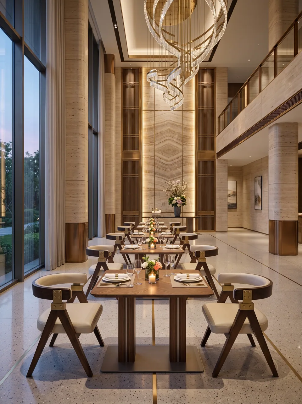 Walnut A-Frame Hotel Dining Set view 2