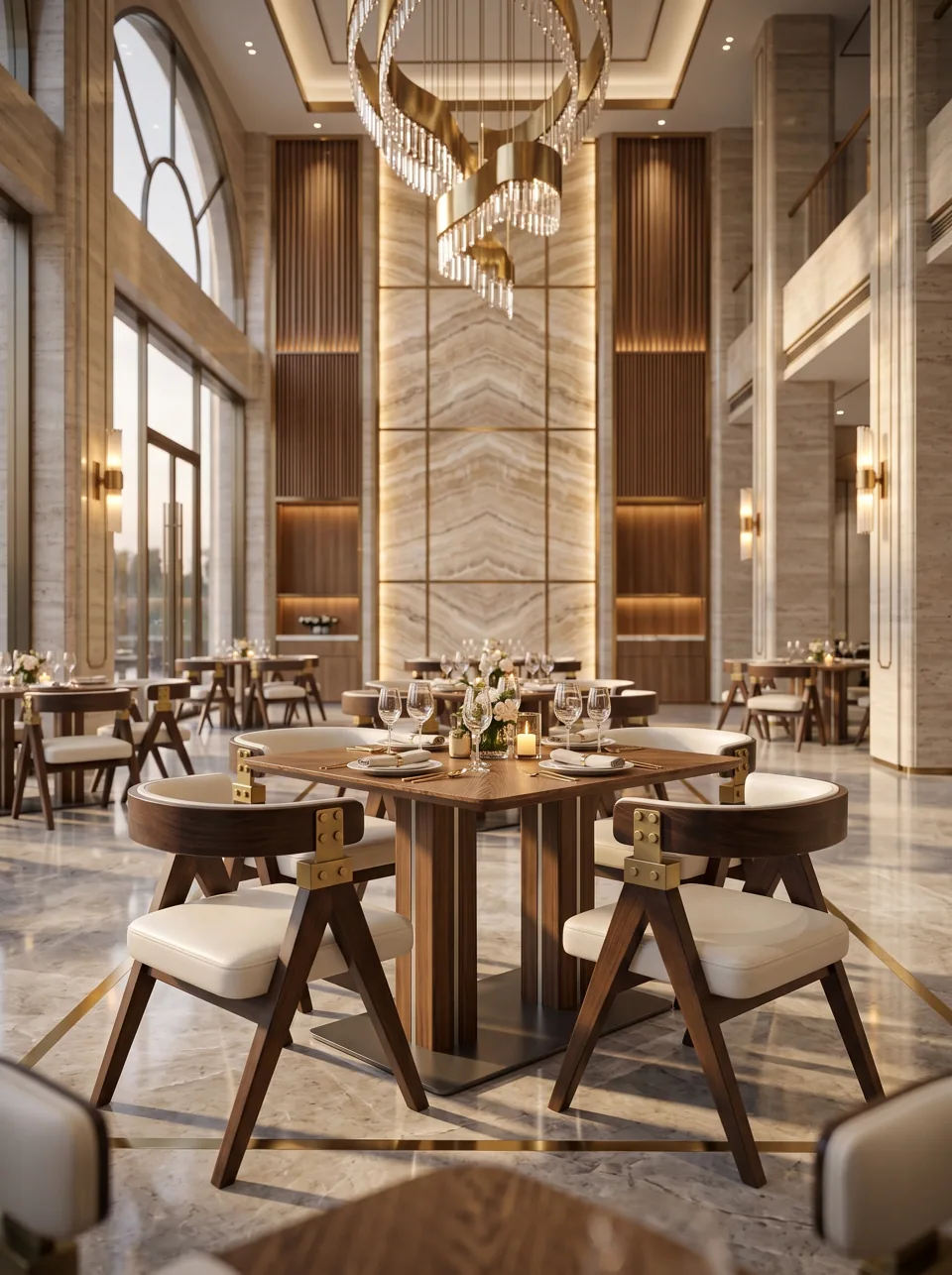 Walnut A-Frame Hotel Dining Set view 3