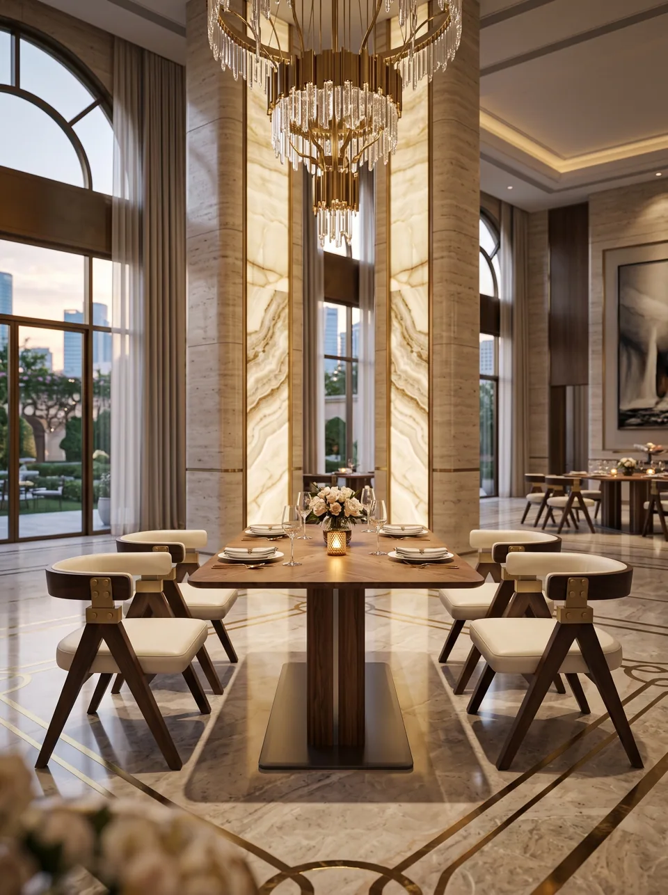 Walnut A-Frame Hotel Dining Set view 4