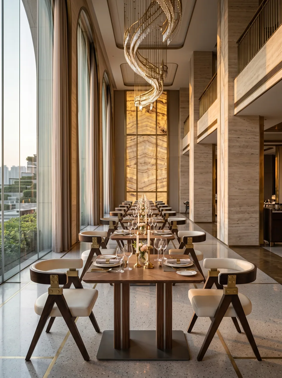 Walnut A-Frame Hotel Dining Set view 6