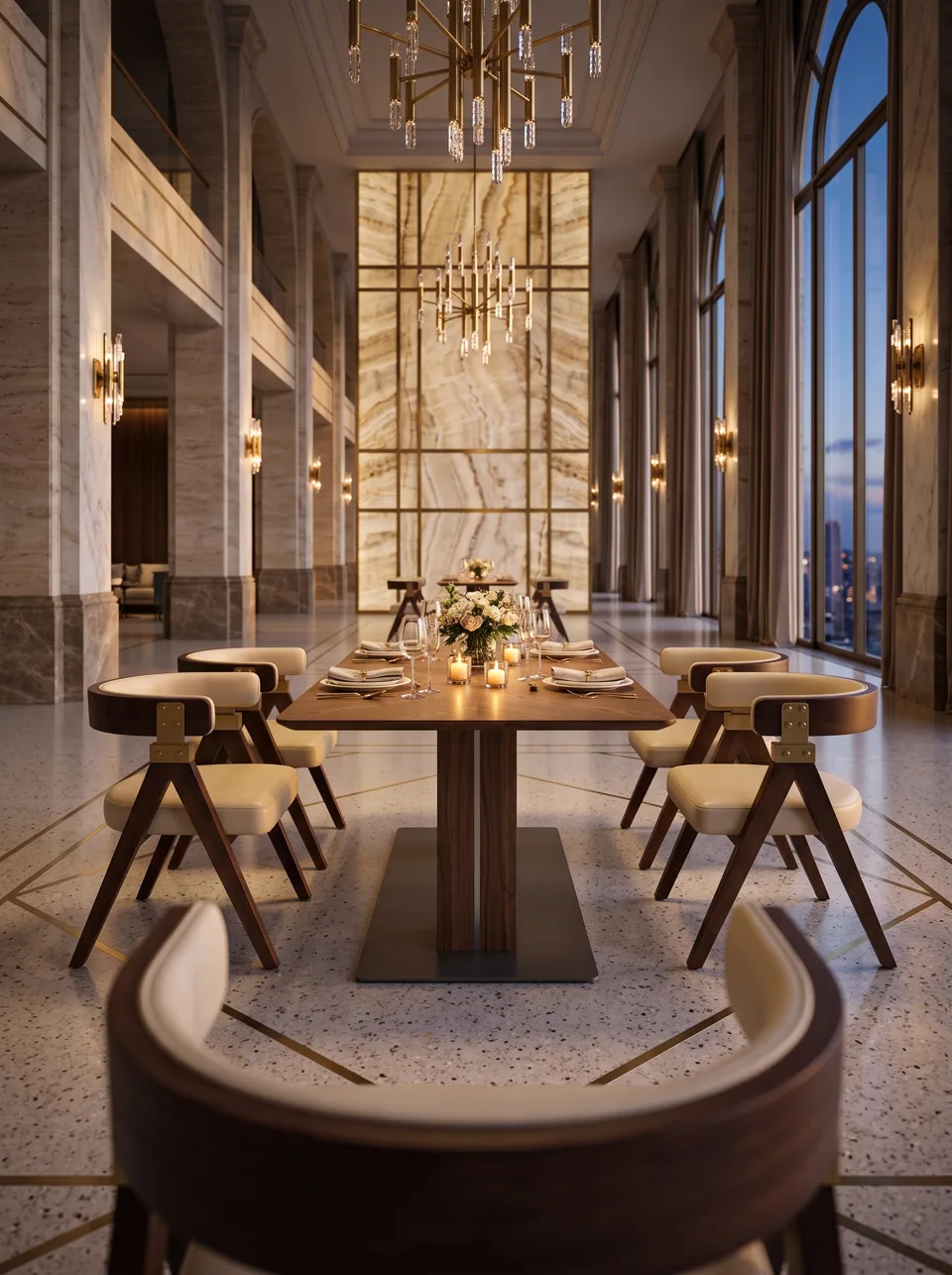 Walnut A-Frame Hotel Dining Set view 8