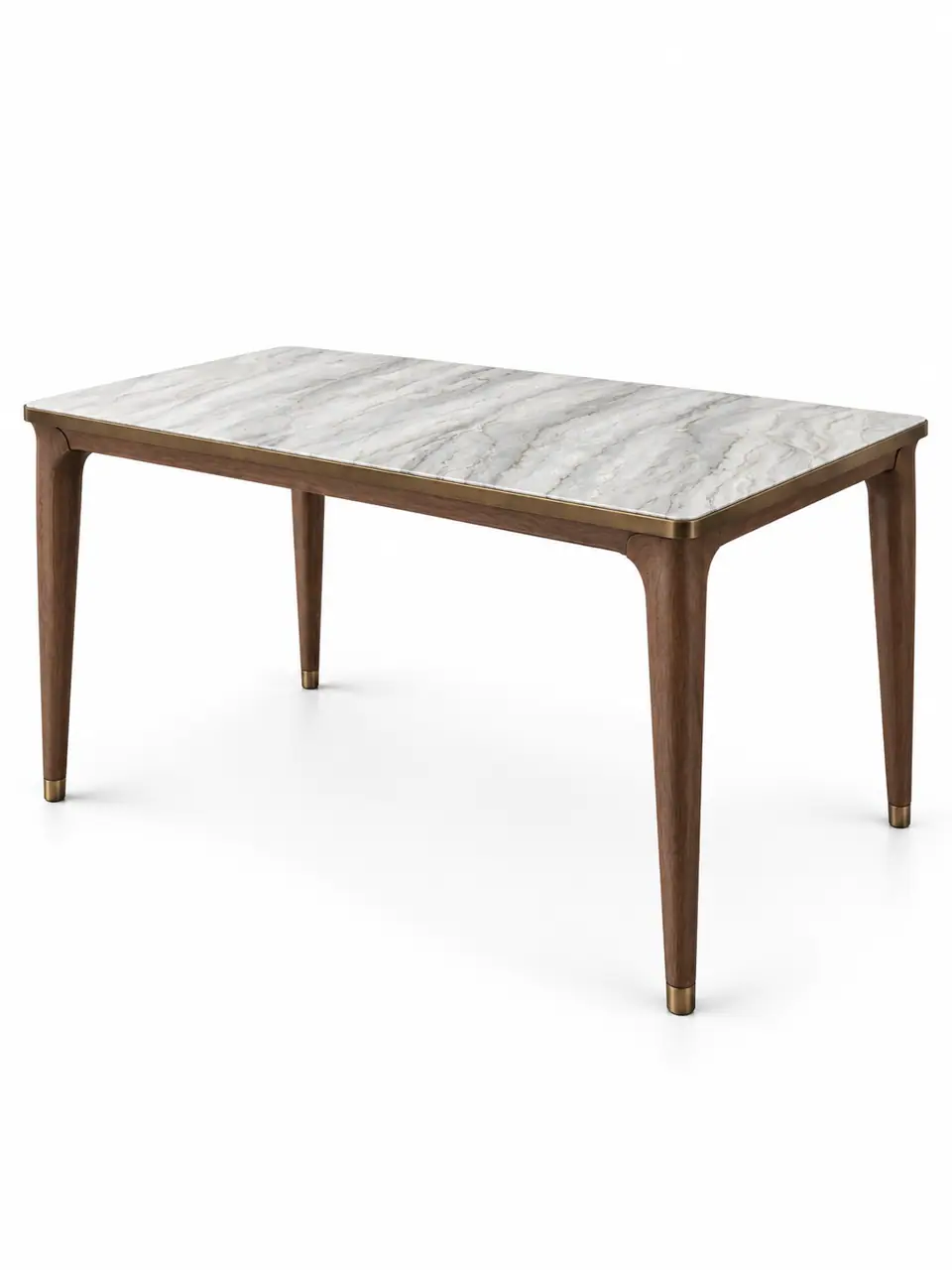 Walnut Brass-Shoe Long Table