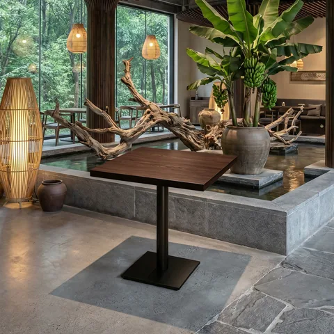 Walnut Café Pedestal Tables