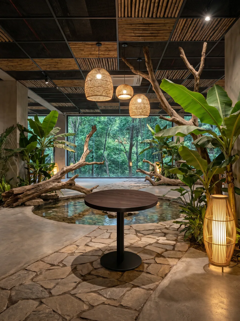 Walnut Café Pedestal Tables view 2