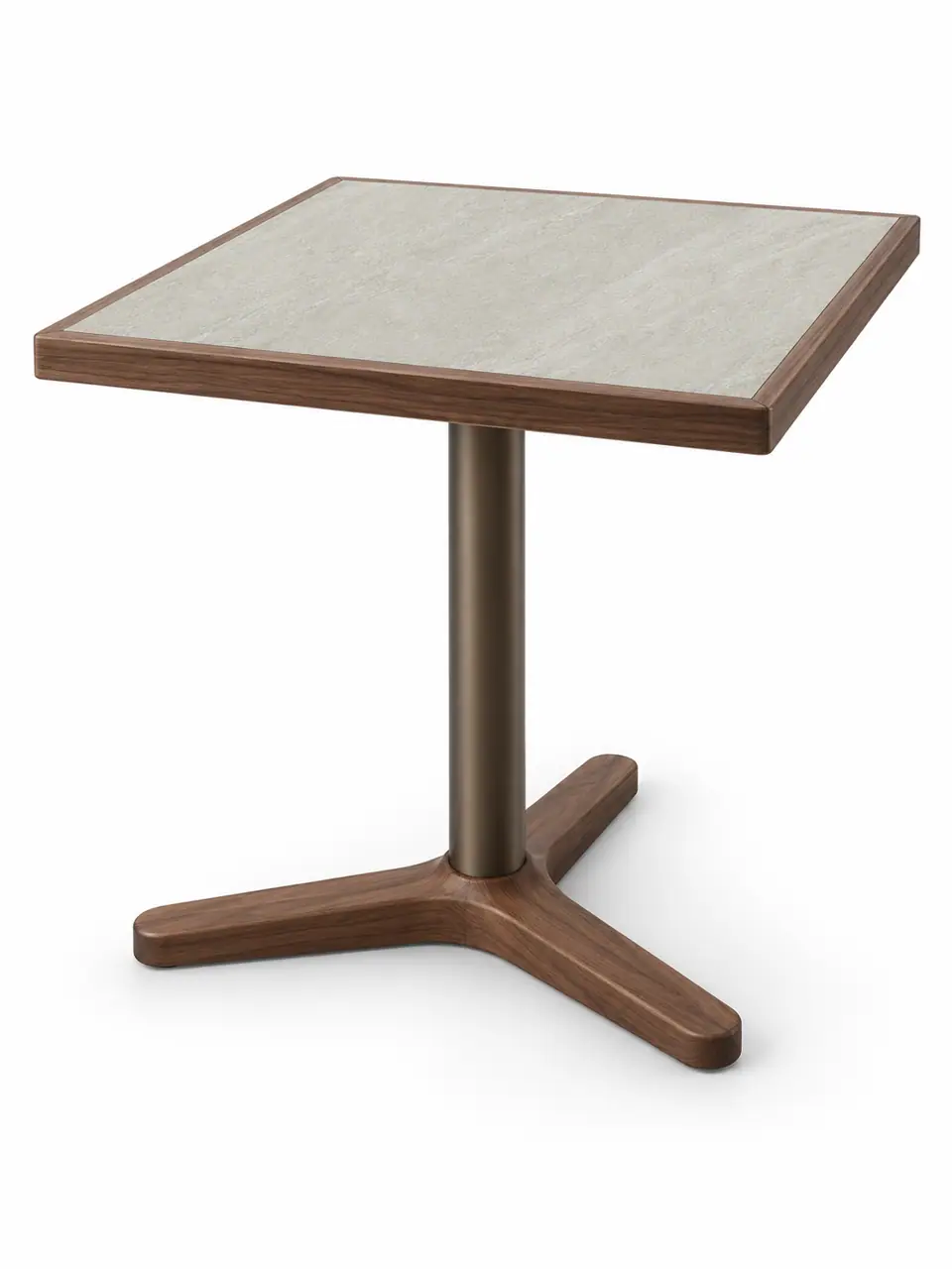 Walnut Frame Tri-Spoke Table
