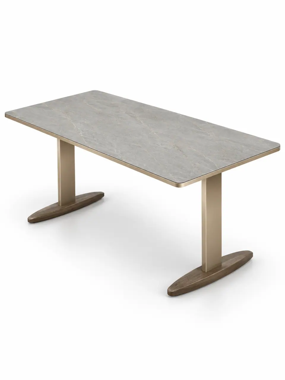 Walnut Skid T-Column Long Table
